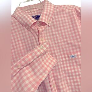Vineyard Vines Shirt "Tucker" Pink White Gingham Check Men’s Classic Medium